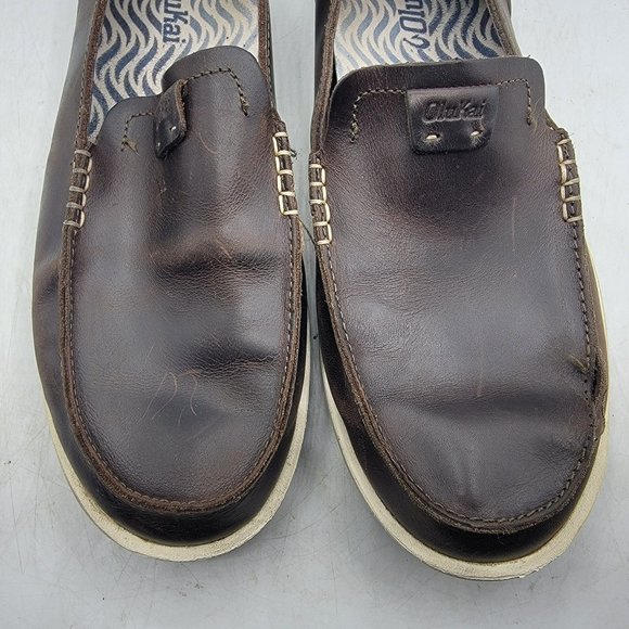 Olukai Kakaha Mens 10 Brown Leather Slip On Shoes Casual Comfort 10490-4848 main image 6